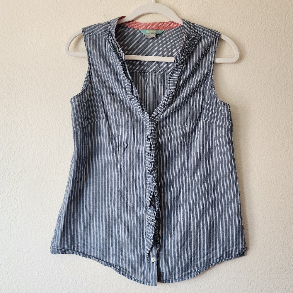 Boden Blue Striped Sleeveless Top